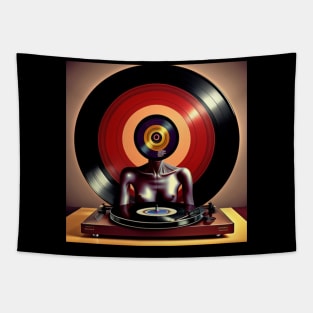 Record Player Surrealism Tapestry