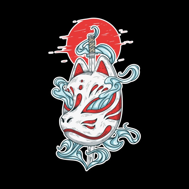 Kitsune Mask & Sword by LoenaStudio