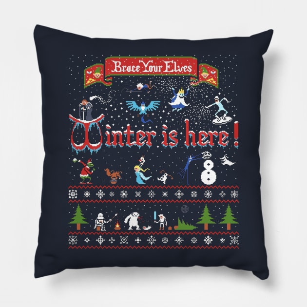 Winter is Here Christmas ugly Pillow by WelbockArt