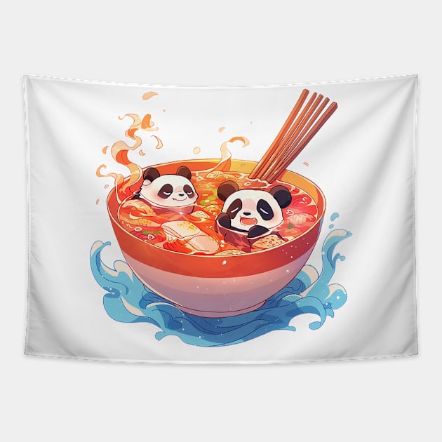 panda soup Tapestry by lets find pirate