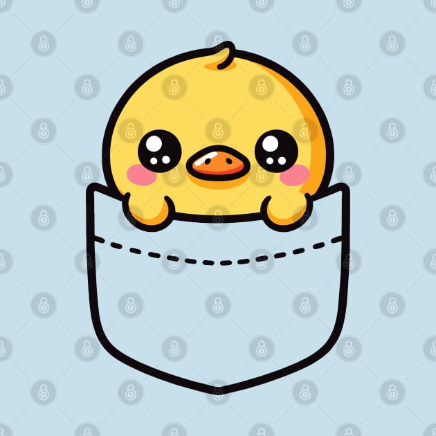 Baby Duck in Pocket Adorable Kawaii Peeking Bird by Cuteness Klub