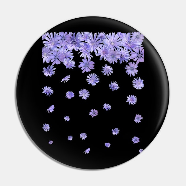 Purple Chicory Flowers Rain Pin by Flowers on t-shirts
