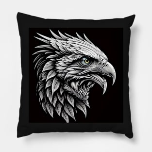 A majestic eagle head with a fierce expression Pillow