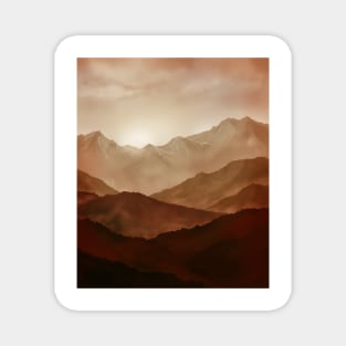 Orange mountain landscape Magnet