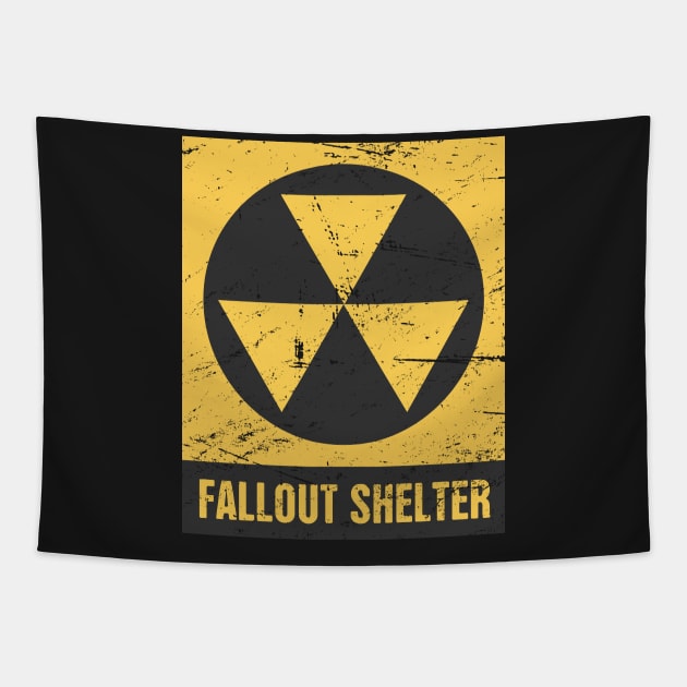 Cold War Fallout Shelter Sign Tapestry by MeatMan