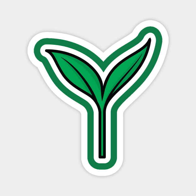 Seedling Green Plant Sticker vector illustration. Nature object icon concept. Green tree growth eco concept sticker vector design. Seeds sprout in ground. Magnet by AlviStudio