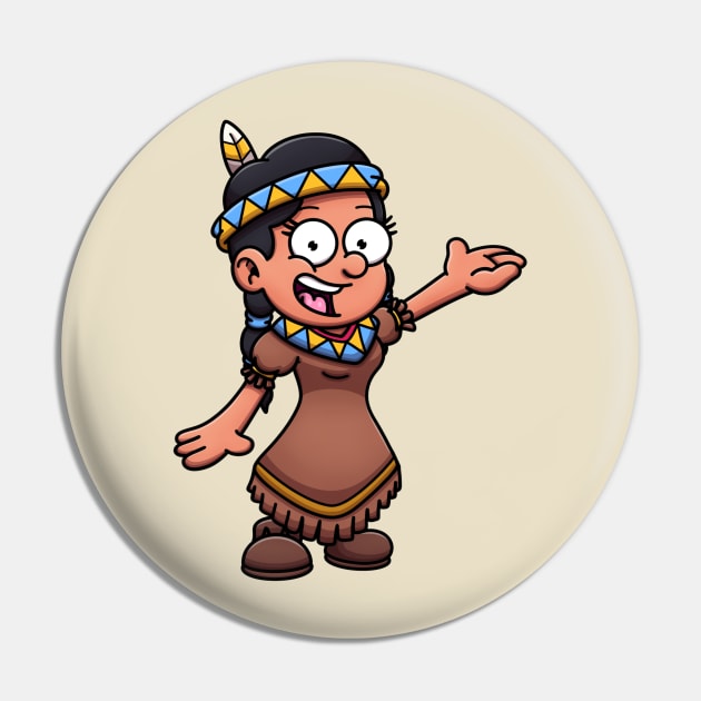 Cartoon Girl Wearing Native American Clothes Pin by TheMaskedTooner