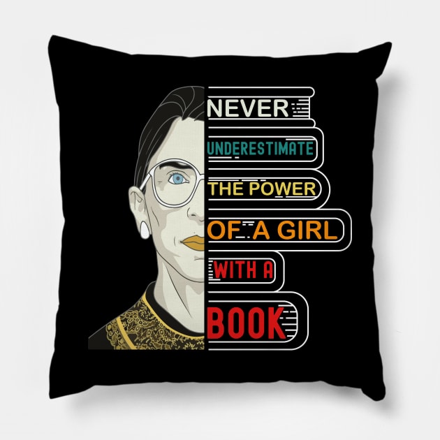 Never Underestimate The Power Of A Girl With A Book Pillow by DragonTees