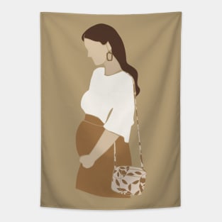 Abstract pregnant vector mother artistic Illustration Tapestry