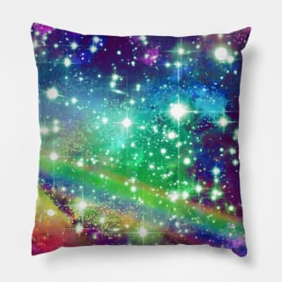 Rainbow Stars and Galaxies Pillow