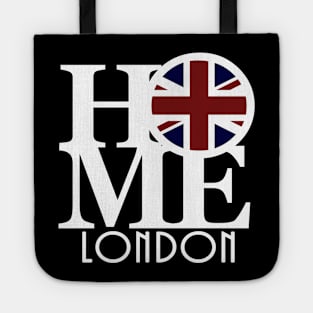 HOME London (UK Flag) white text Tote