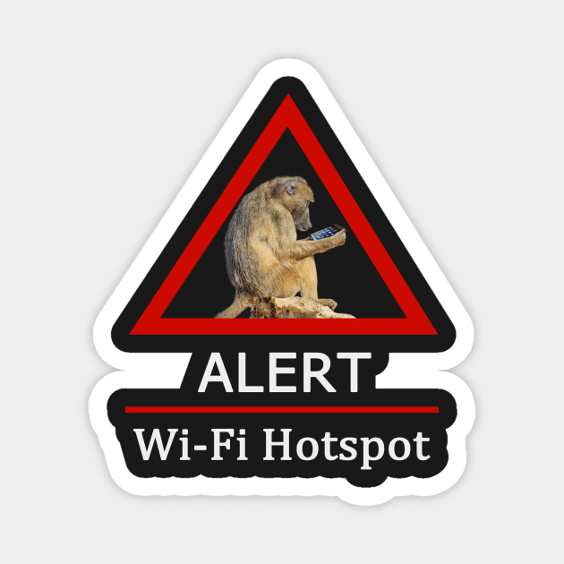 Baboon in Wi-Fi Hotspot Road Sign Magnet by scotch