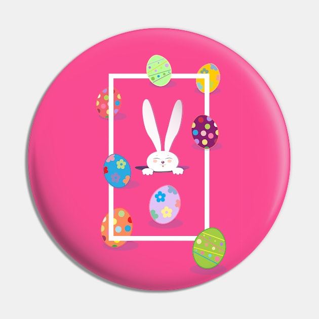 Easter Hunt Egg Easter Bunny Holiday Cute Rabbit Art Pin by sofiartmedia