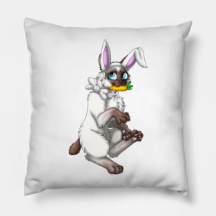 Bobtail BunnyCat: Chocolate Point (White) Pillow