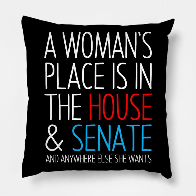 A Woman's Place is in the House and Senate Pillow by Eyes4