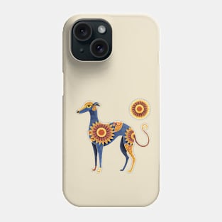 Greyhound dog with boho sunflower pattern Phone Case