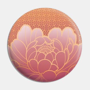 vintage peony flower and sacred geometry pattern Pin