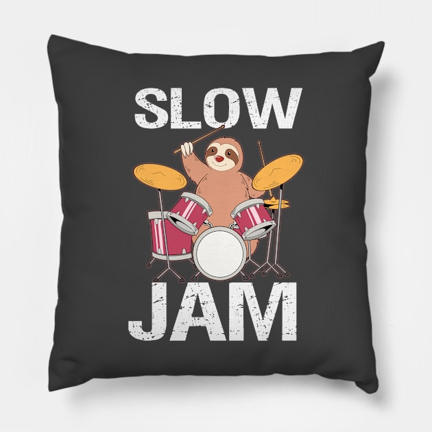 Sloth Drummer Gift Drumming Percussion Pillow by Linco