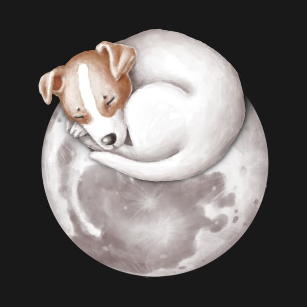 Cute puppy sleeping on the moon. by CaptainPixel