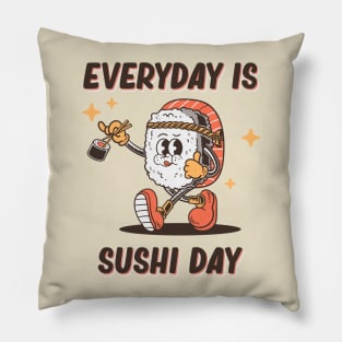 retro sushi cartoon character Pillow