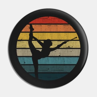 Baton twirling Silhouette On A Distressed Retro Sunset design Pin