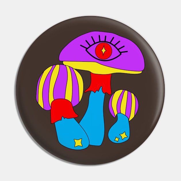 Hippie Soul with Mushroom Eyes Pin by Retro Comic Books