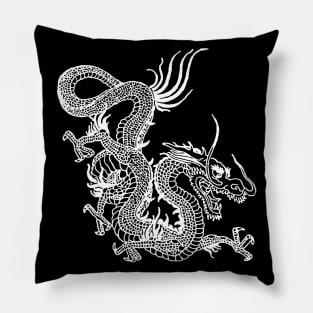 White Chinese Dragon Pillow