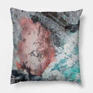 White and Turquoise Abstract Paining Pillow