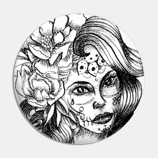 catrina and flowers Pin