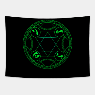 Green glowing transmutation circle Tapestry