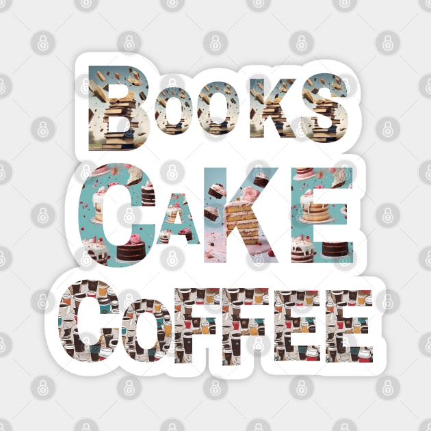 Books Cake Coffee Magnet by PetraKDesigns