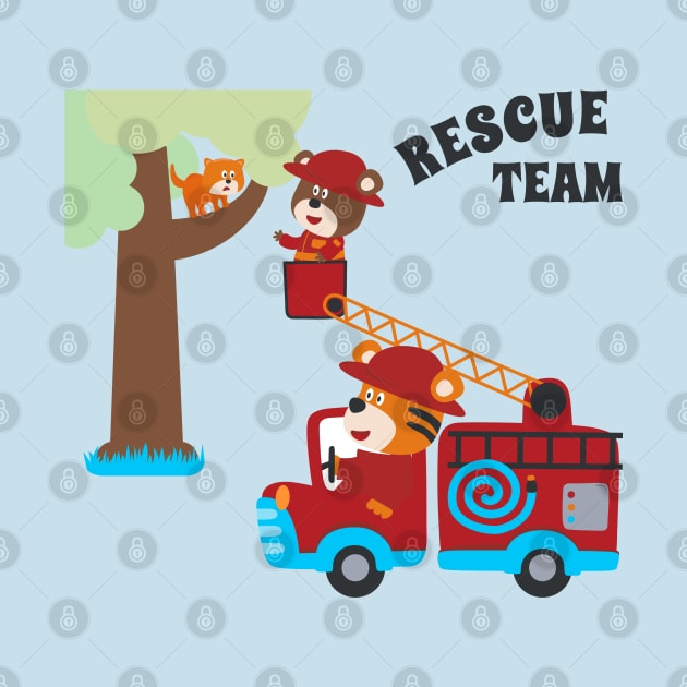 Fire rescue car with funny firefighter by KIDS APPAREL