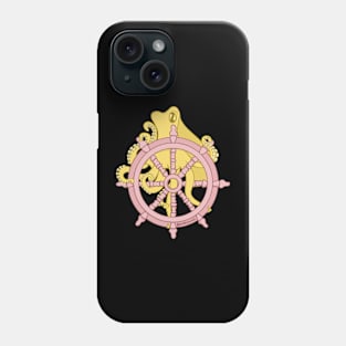 Yellow Octopus and Ship Wheel Phone Case