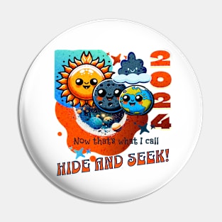 Cute Kids Solar Eclipse Hide and Seek Pin