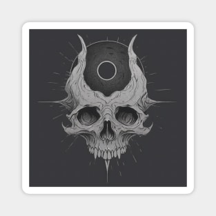 Monotone Illustration of Skull Magnet