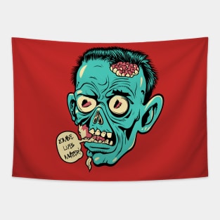 Zombie Lives Matter Zombie Head Vintage Illustration Tapestry