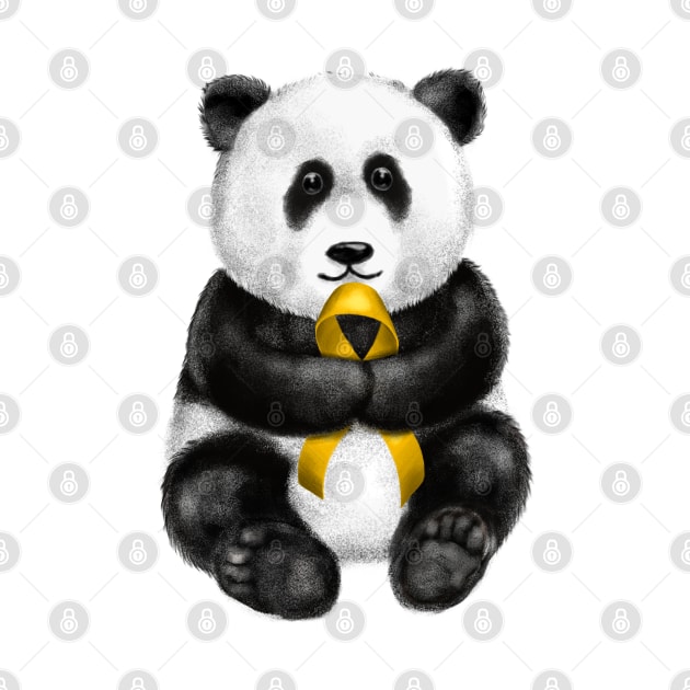 Cute Panda Holding Golden Ribbon by Luna Illustration