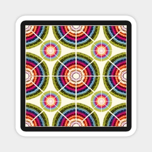 Upbeat Grandma Rug | Cream, Green, Pink, Orange, Blue and Purple | Geometric Pattern Magnet