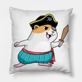 Hamster as a pirate with a sword Pillow