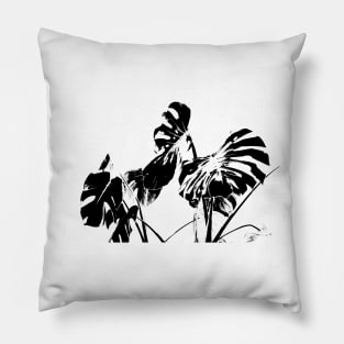 Monstera leaves and stems in casual fashion and artistic illustrative effect Pillow