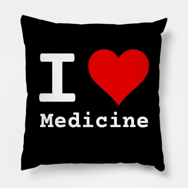 I Love Medicine | Stylized Heart Logo White Pillow by aRtVerse