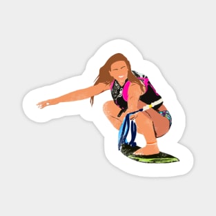 Wakesurfing Girl Light Brunette Magnet