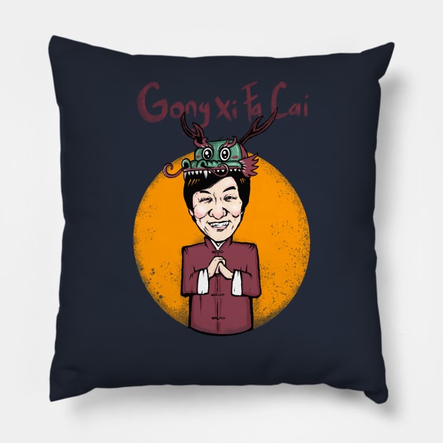 Jackie chines new year Pillow by Paundra