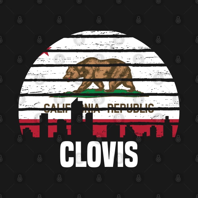 Clovis California CA Group City Silhouette Flag by jkshirts