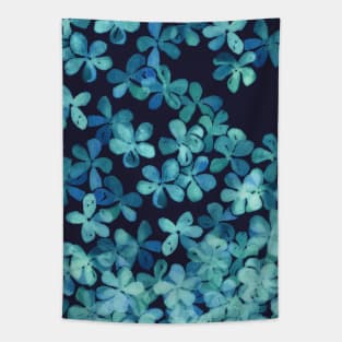 Hand Painted Floral Pattern in Teal & Navy Blue Tapestry