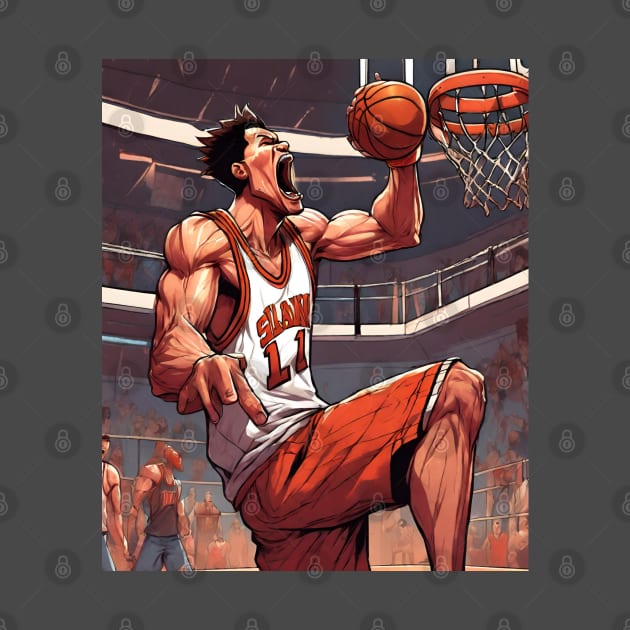 Powerfull slam dunk in pencil art by LhewyStoreDigitalArt