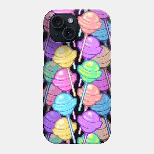 Lollipops - BLACK Phone Case by pbarbalios