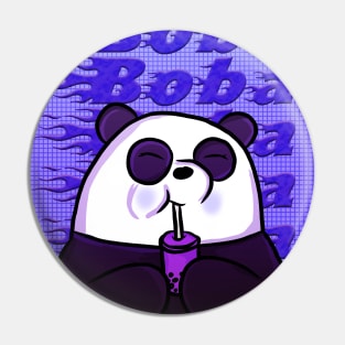 Purple Aesthetic Panda with Bubble Tea Pin