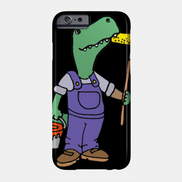 Cute Green T Rex Dinosaur House Painter Painter Phone Case