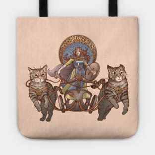 Frey Driving Her Cat Chariot Tote